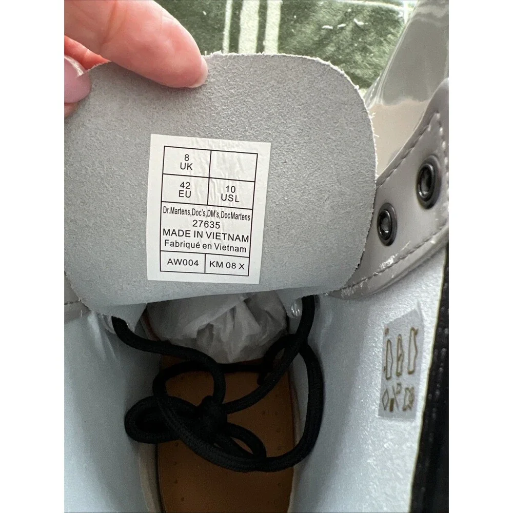 Dr Martens 1460 Patent Leather Boots 'Gray', Size: 10 (Women) NEW in BOX! - Picture 6 of 8